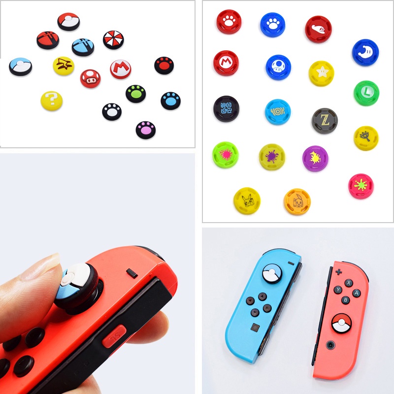 4 Pcs Silicone Analog Thumb Stick Grips Caps For Nintend Switch NS