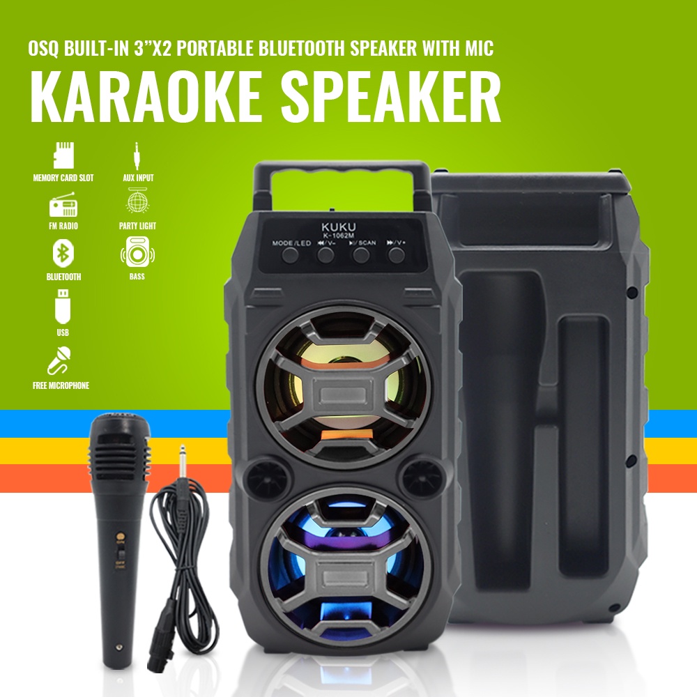 Osq Built In Portable Karaoke Bluetooth Speaker With Free Microphone