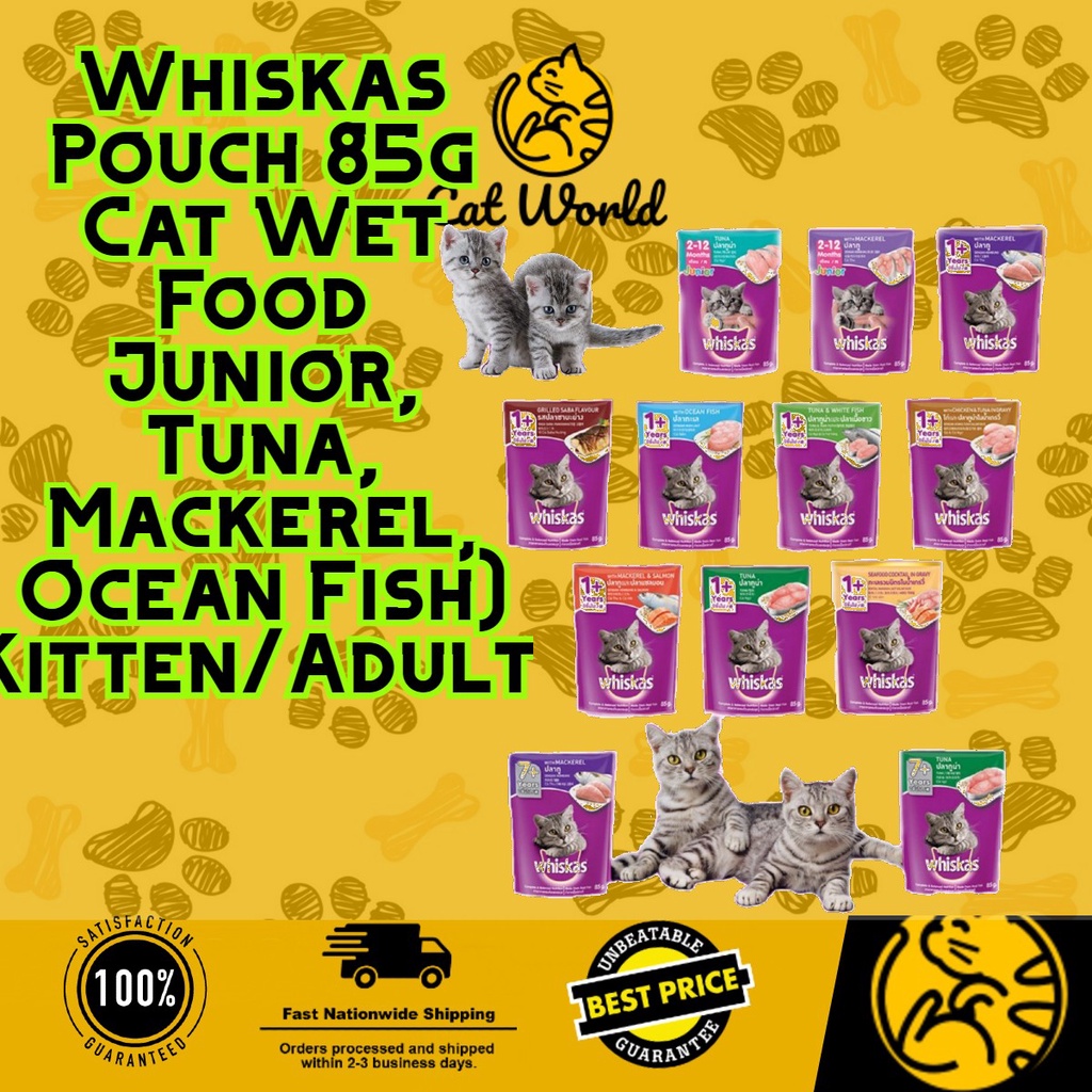 Whiskas Pouch 80g Cat Wet Food Junior Tuna Mackerel Ocean Fish