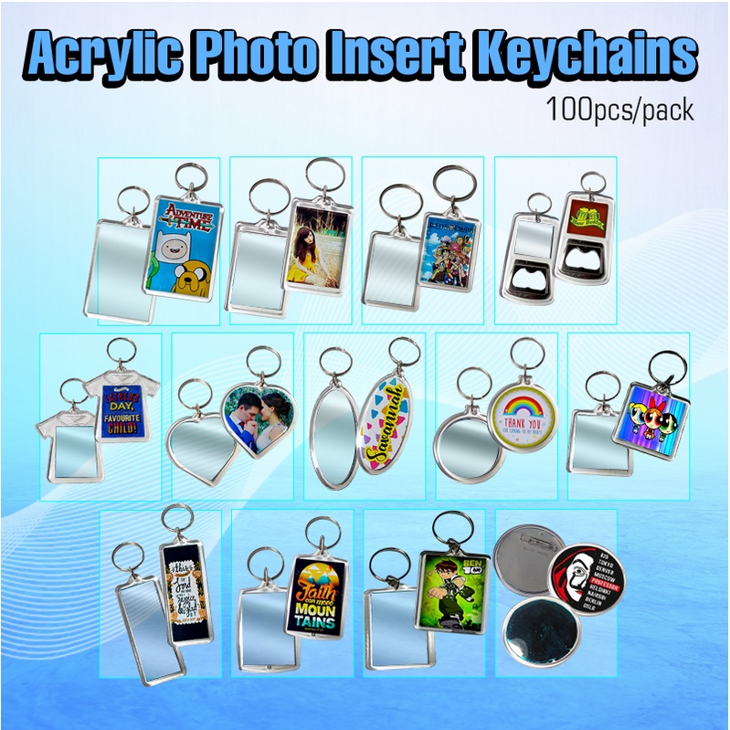 Acrylic Photo Insert Keychain Rectangle Square Circle Openable Pcs