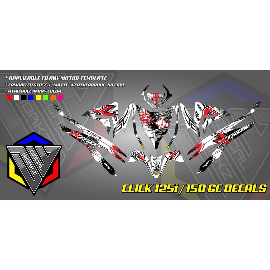 Honda Click V2 125i 150 GC XRIDE STYLE WHITE DECALS Shopee Philippines