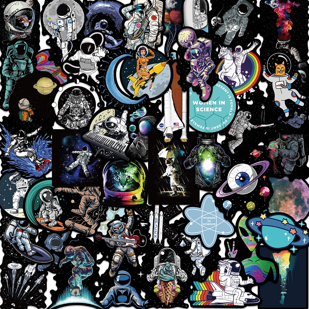 Pcs Outer Space Astronaut Graffiti Stickers Cartoon Diy Skateboard