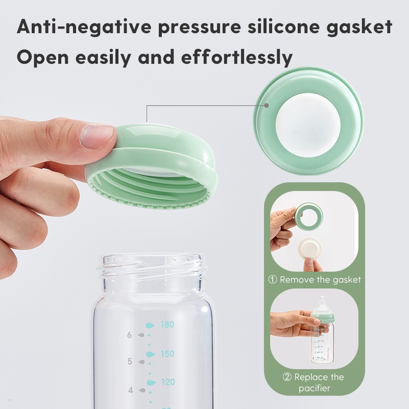 Boboduck Wide Neck Breast Milk Glass Storage Baby Bottle For Feeding