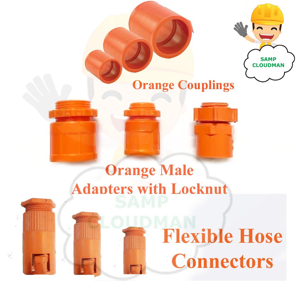 PVC Orange Male Adapter With Locknut Conduit Coupling Flexible Hose