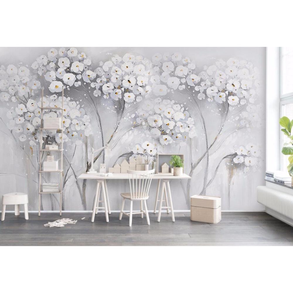 Customized Mural Wallpaper 3d Fresh And Elegant Flower Plants Living