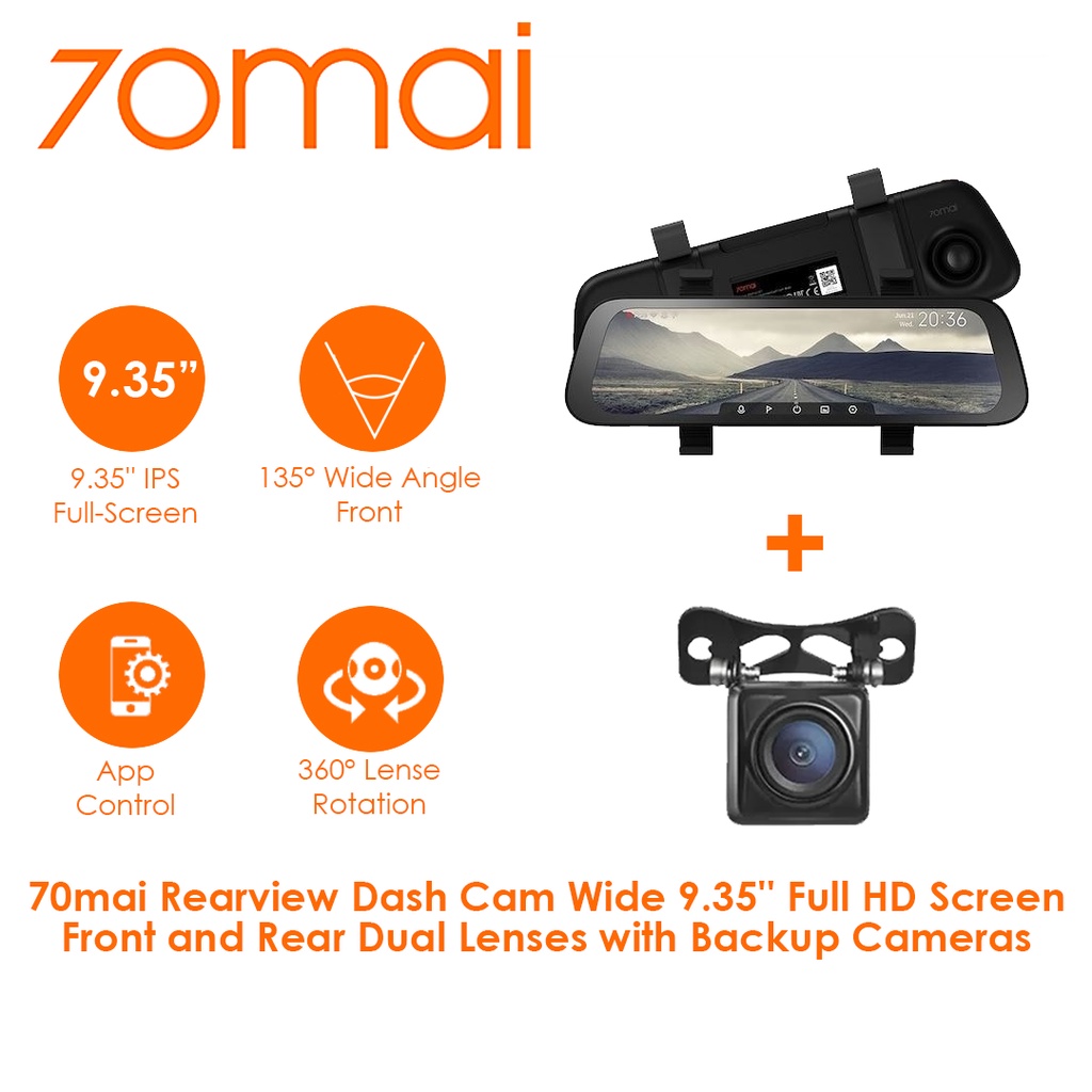 70mai Mirror Rearview Dash Cam Wide D07 With RC05 Wide Vision Covers