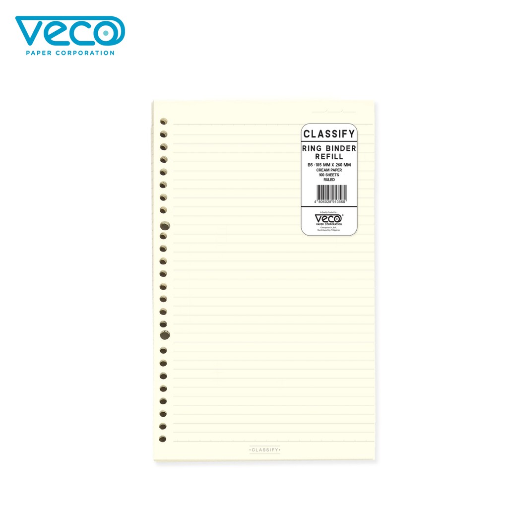 Veco Paper Classify Ring Binder Refill Set Pc Ring B Size