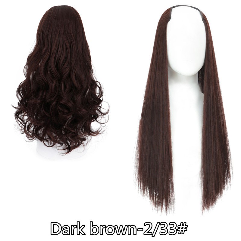 24 Inches Long Straight Clip In Ombre Hair Extension U Part Half Wig