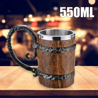 Fan Viking Wood Style Beer Mug Simulation Wooden Barrel Beer Cup