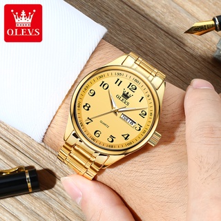 OLEVS Watch For Men Quartz Original Waterproof Gold Sliver Calendar