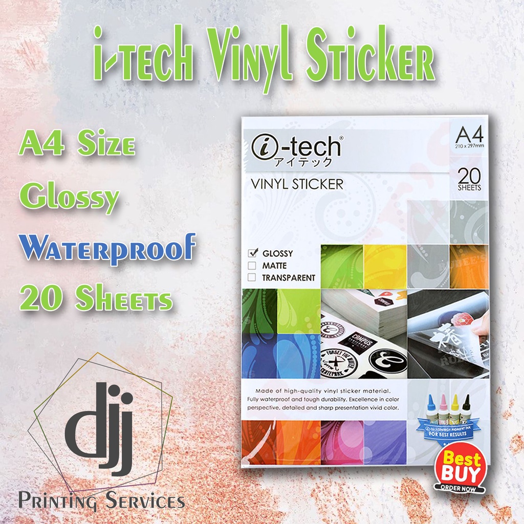 Itech Vinyl Sticker Waterproof A Matte Glossy Sheets Pack Shopee