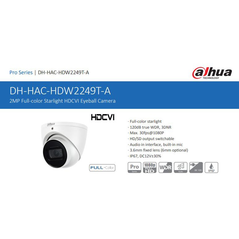 Dahua Hdcvi Camera Pro Hac Hdw T A Pro P Full Color Shopee