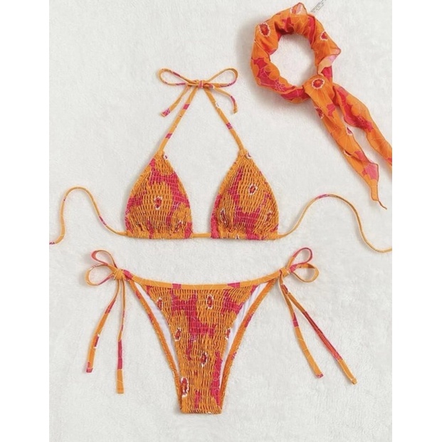 Orange Bikini 3 Piece Set Shopee Philippines