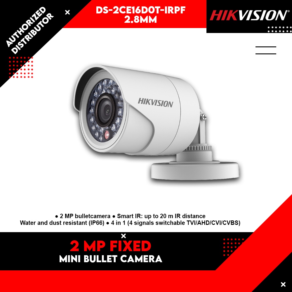 Hikvision Ds Ce D T Irpf Mp Fixed Mini Bullet Camera Hikvision