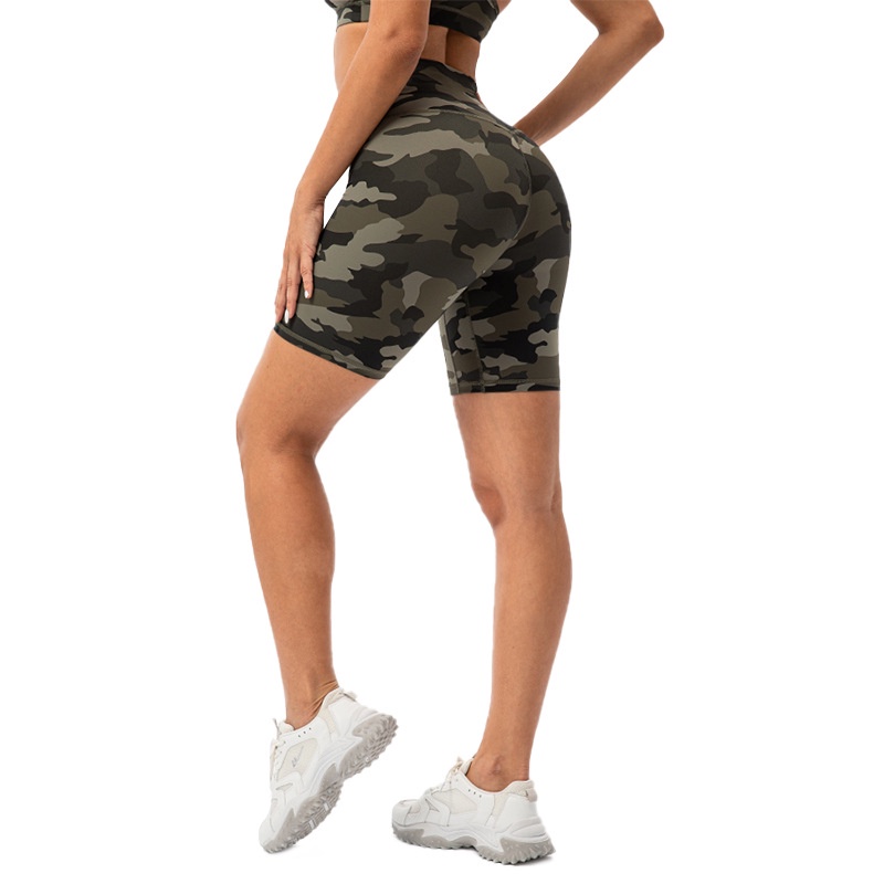 SALUDMOVE 6 Camo Printed Naked Feeling Sport Biker Shorts Women S High