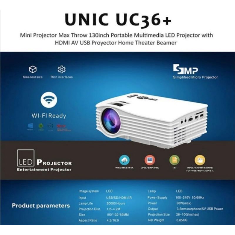 Unic Uc Mini Projector Inch Portable Led Projector Hdmi Av Usb