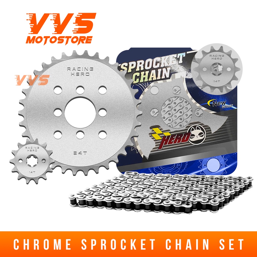 HERO Sprocket Chain Set Chrome Made In Thailand For XRM WAVE SMASH TMX