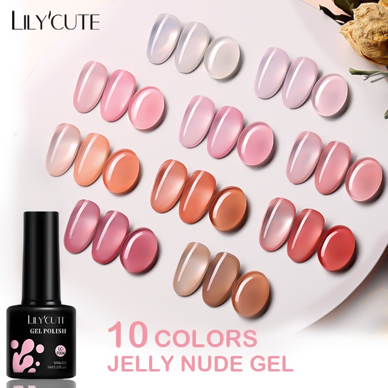 LILYCUTE 7ML Jelly Nude Gel Polish Translucent Manicuring UV LED Soak