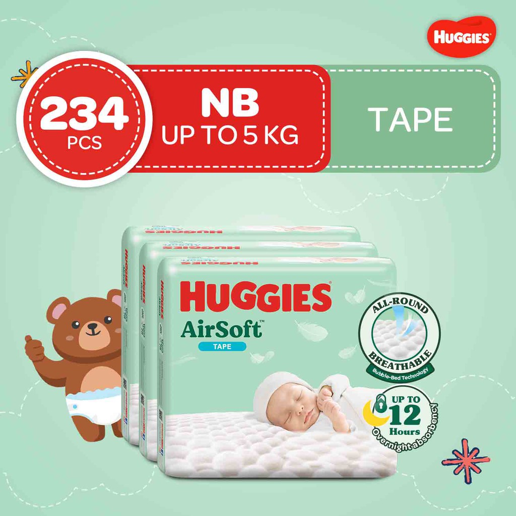 Huggies Airsoft Tape Diapers New Born Pcs X Packs Pcs