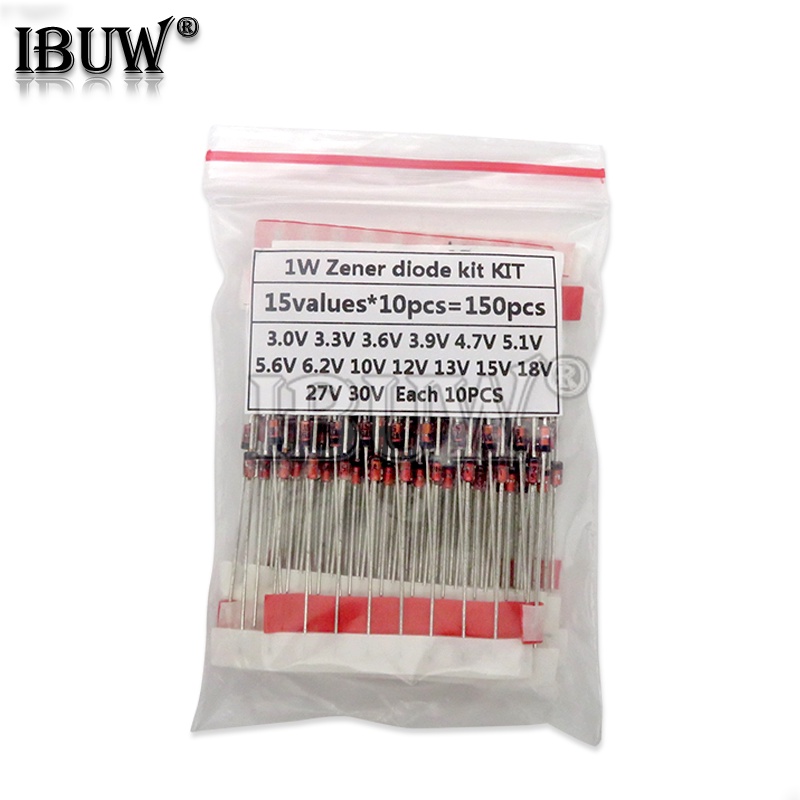 150PCS 1W Zener Diode Kit DO 41 15values 10PCS 3V 30V Component Diy Kit