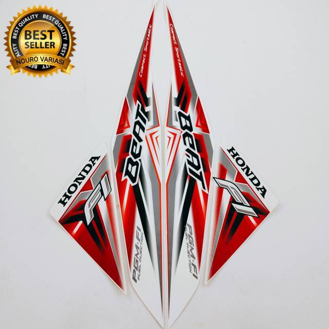 Putih Merah Striping Honda Beat Fi White List Red Standard