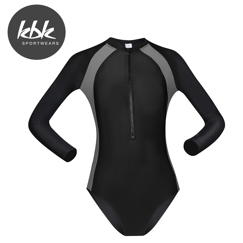 Kbk Women S Plain Stitching One Piece Zipper Non Sponge Swimsuit