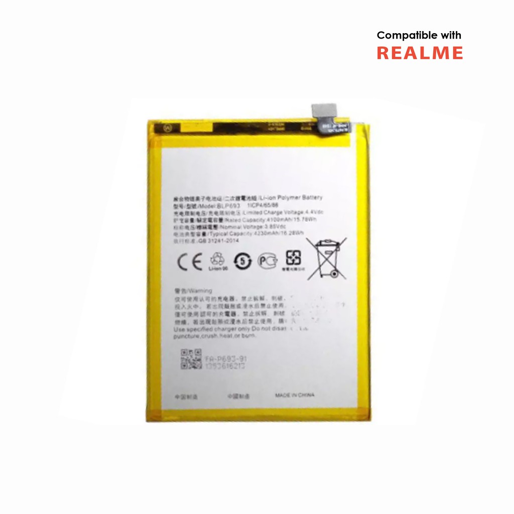 Realme 3 Replacement Battery BLP 693 With Real Capacity 4 4V 16 28Whr