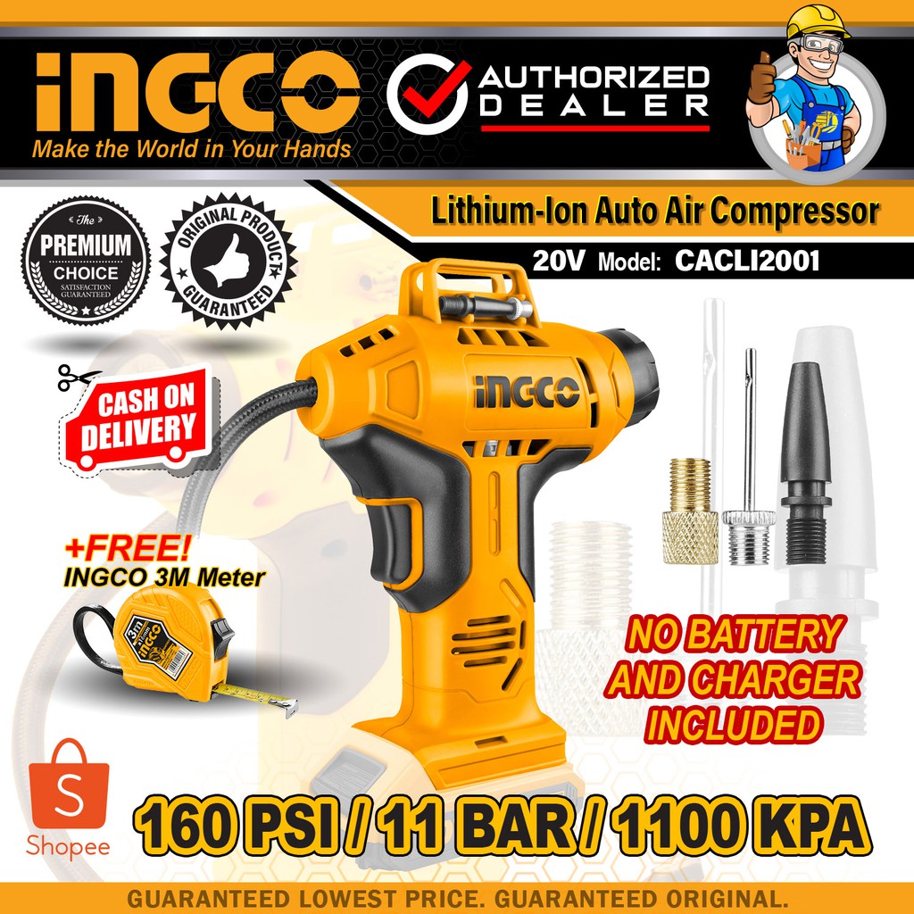 Ingco V Lithium Ion Cordless Auto Air Compressor Shopee Philippines