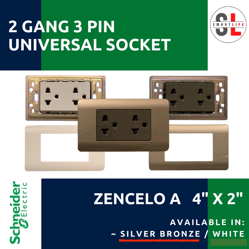 Schneider Zencelo A X A Or Gang Pin Universal Socket Outlet