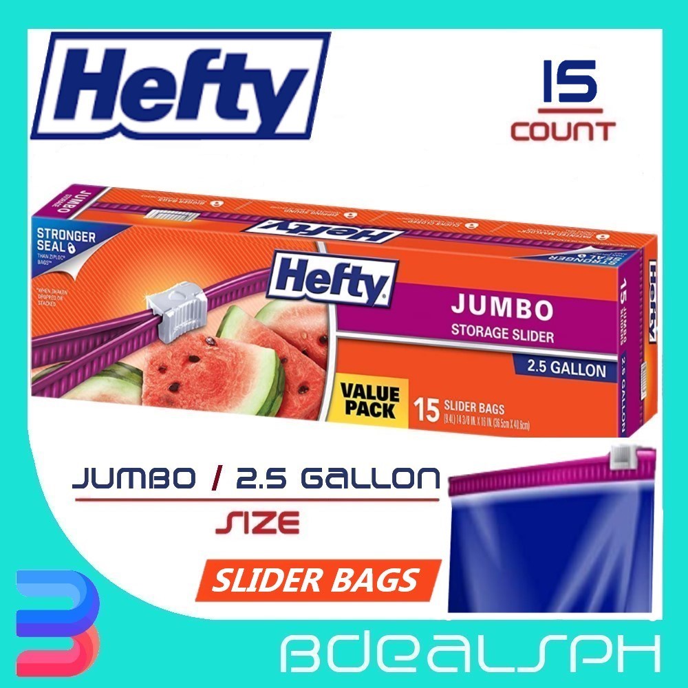 Hefty Jumbo 2 5 Gallon Slider Storage Bags Shopee Philippines