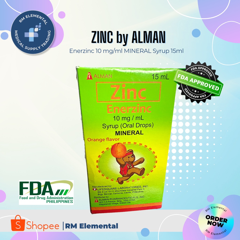 Zinc Syrup 10mg 5mL ENERZINC 15mL Shopee Philippines