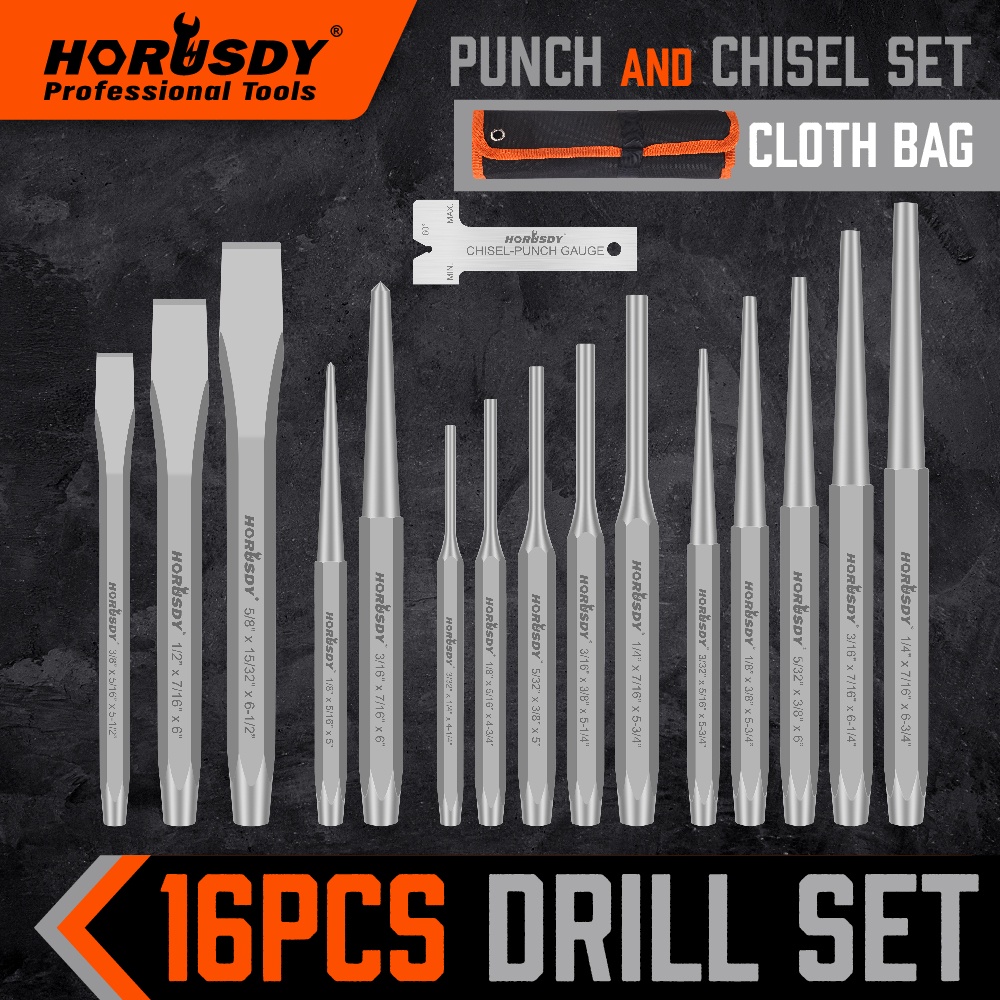 Horusdy Piece Punch And Chisel Set Including Taper Punch Cold