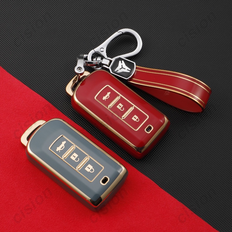 Soft TPU Smart Car Key Case Cover Chain Remote For Mitsubishi ASX RVR