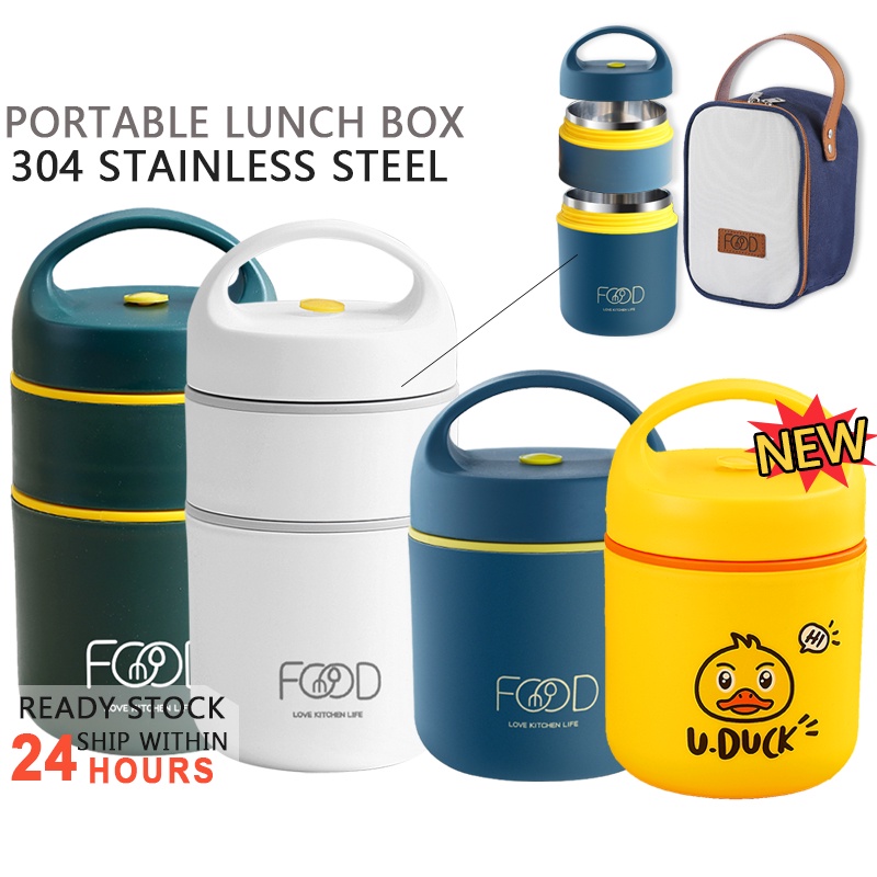 1 2 Layers Portable Lunch Box Insulated Food Container Breakfast Cup