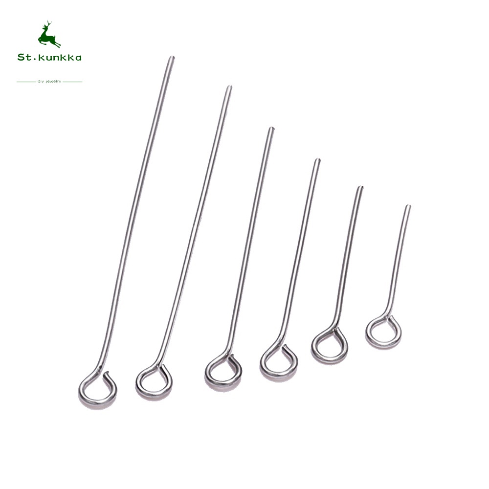 St Kunkka Stainless Steel Eye Pins Findings Head For Jewelry Making