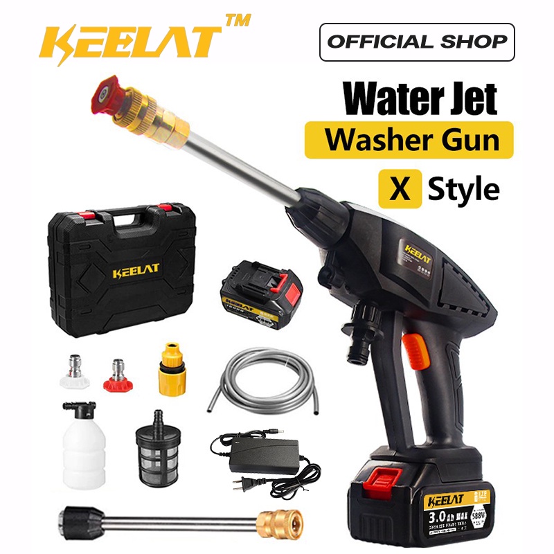 Keelat Cordless Water Jet High Pressure Car Wash Gun Electric Car