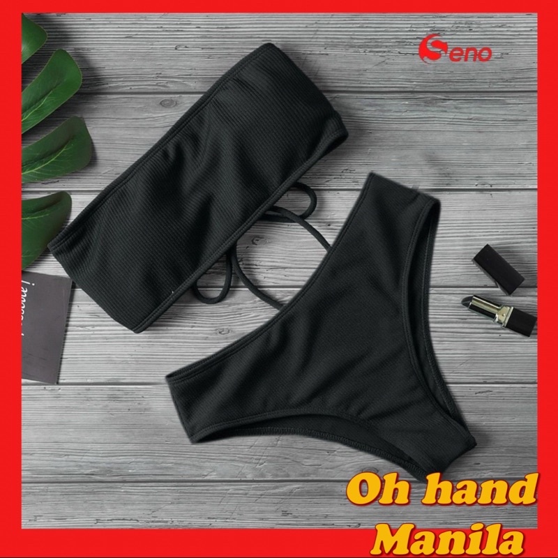 Seno Shophigh Waist Sexy Bikini Two Piece Pure Color Swimsuit Push Up