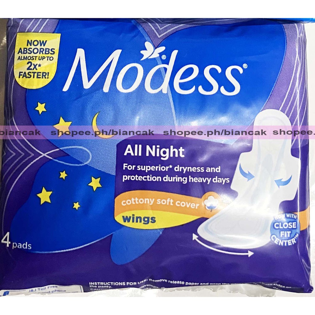 Modess All Night Feminine Pads With Wings Napkin Pads Beauty