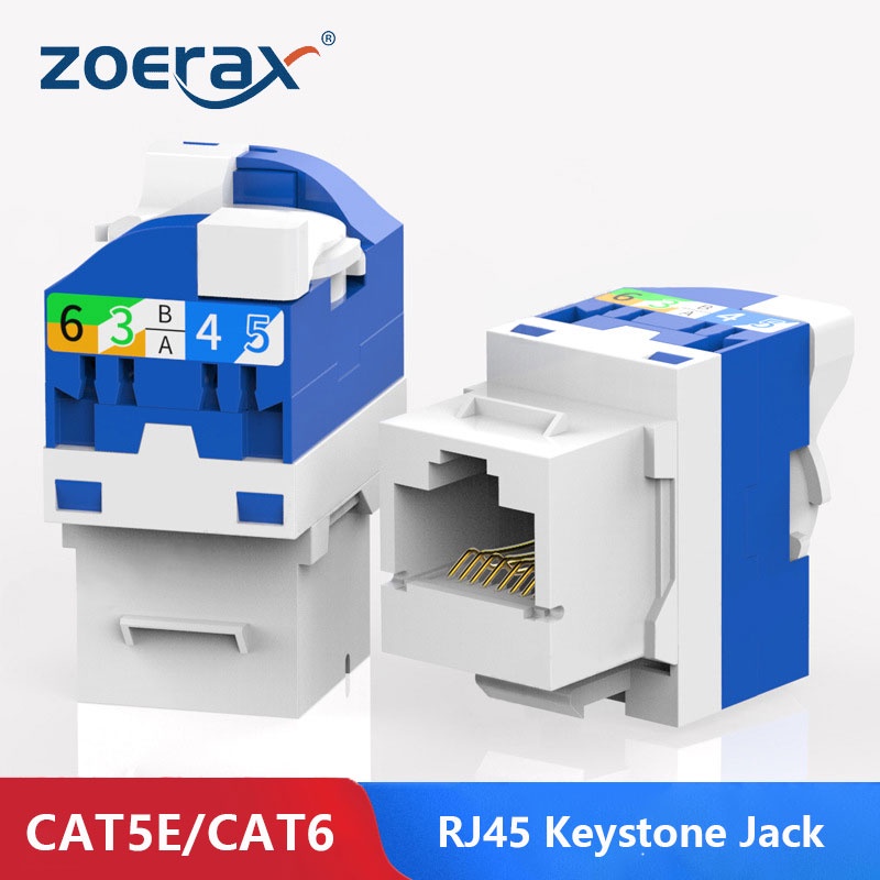 ZoeRax 10PCS Cat5e Cat6 RJ45 Keystone Jack Module Connector Network