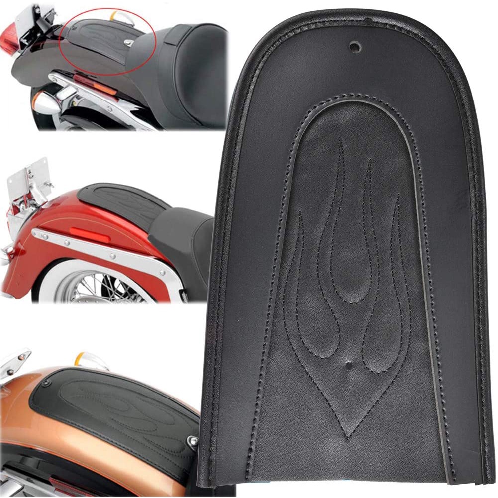 Katur Motorcycle Leather Flame Rear Fender Bib Cover Cushion Solo Seat