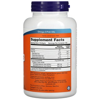 Now Foods Molecularly Distilled Omega 3 1000mg Fish Oil 180 EPA 120 DHA