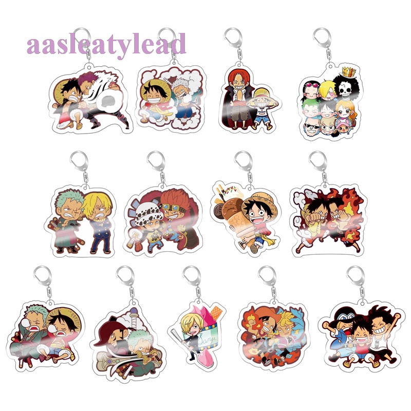 Aasleaty One Piece Anime Rubber Keychain Accessories Kawaii Cartoons