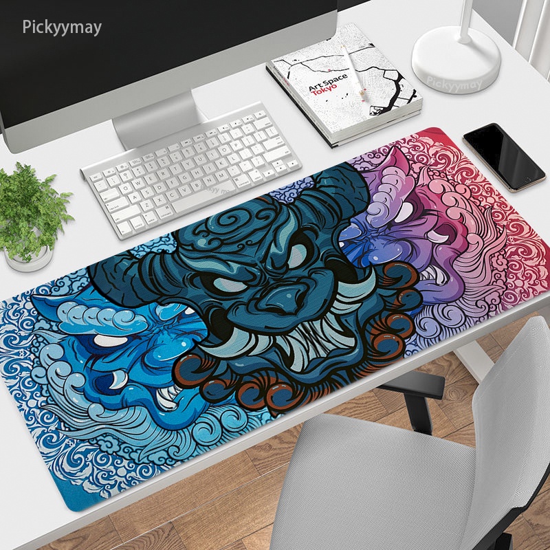 Japanese Gaming Mouse Pad Oni Art Mousepad Gamer Rug Anime Pc