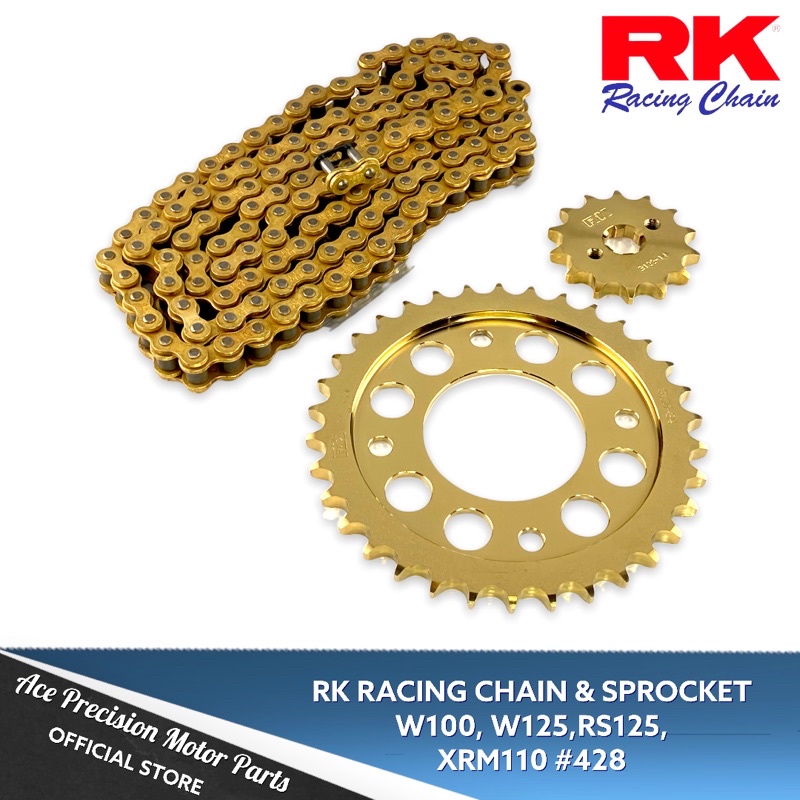 Rk Chain Sprocket Set Wave Xrm Dash Steel Gold Series