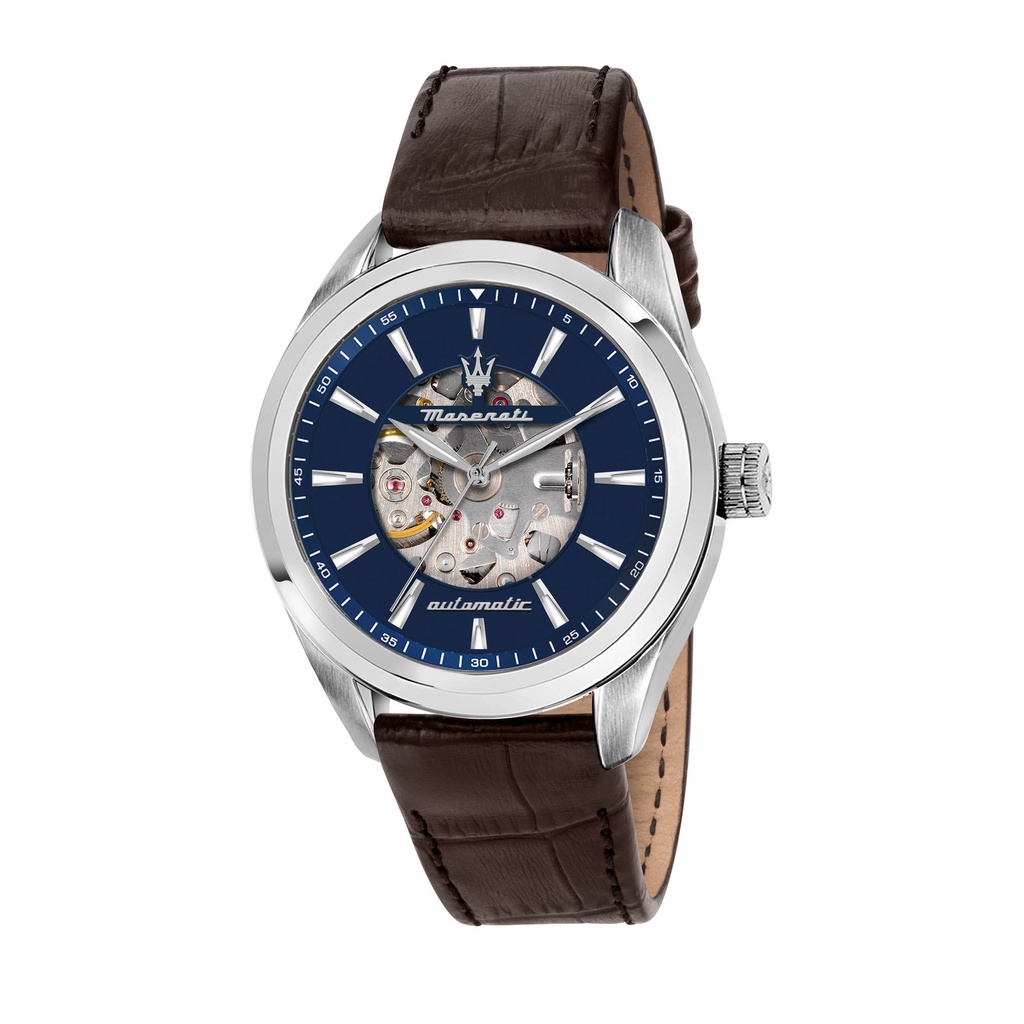 2 Years Warranty Maserati Traguardo 45mm Blue Skeleton Dial Men S