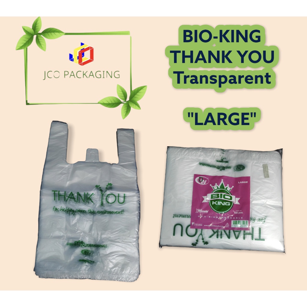 Pcs Large Biodegradable Sando Bag Bioking Transparent Thank You