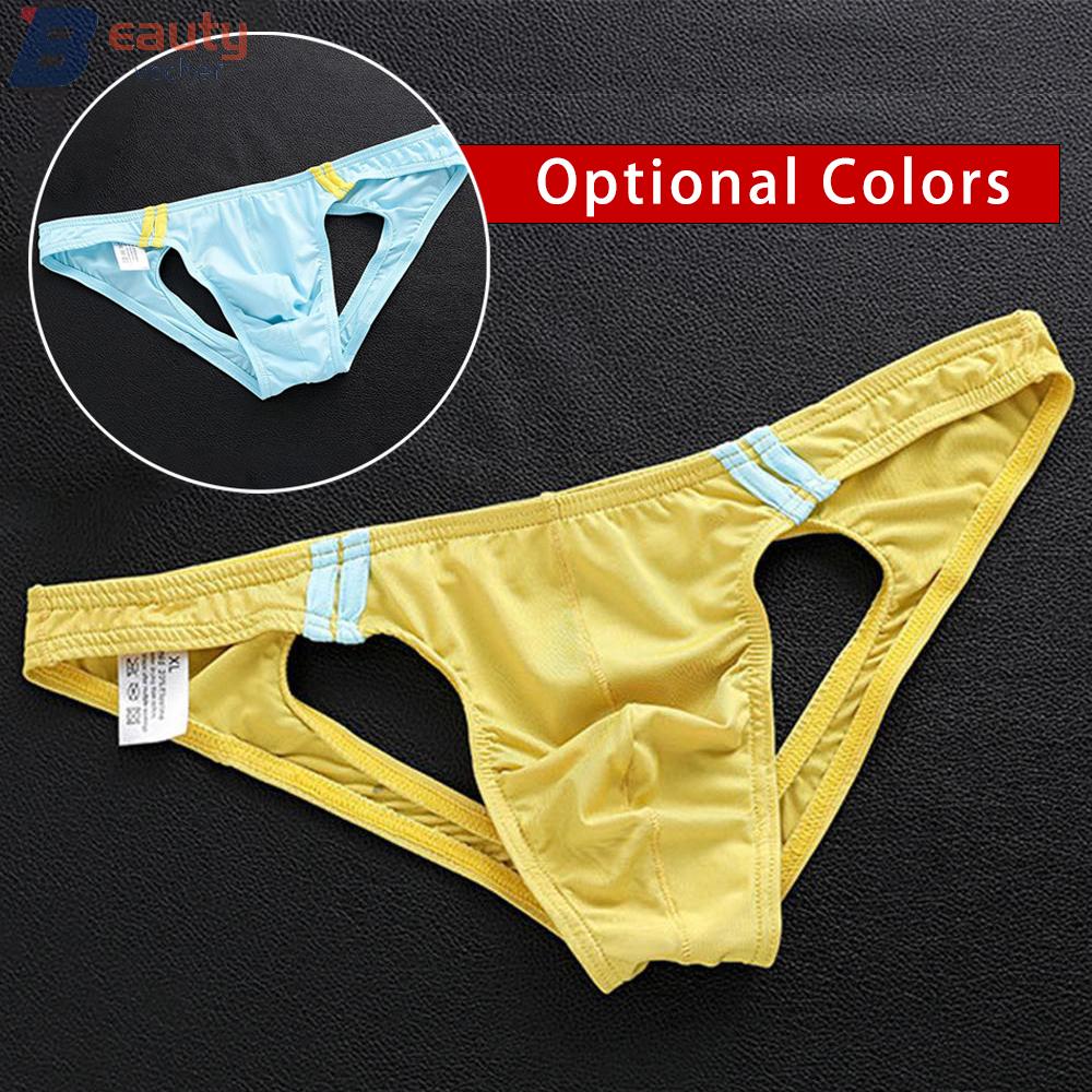Sexy Mens Ultra Thin Ice Silk Briefs Backless Low Rise Bikini G String