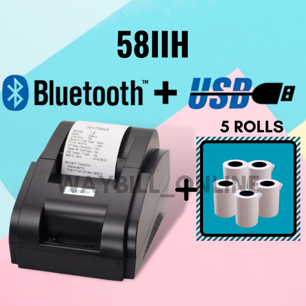 Xp Iih Receipt Printer Bluetooth Usb Portable Thermal Free Rolls