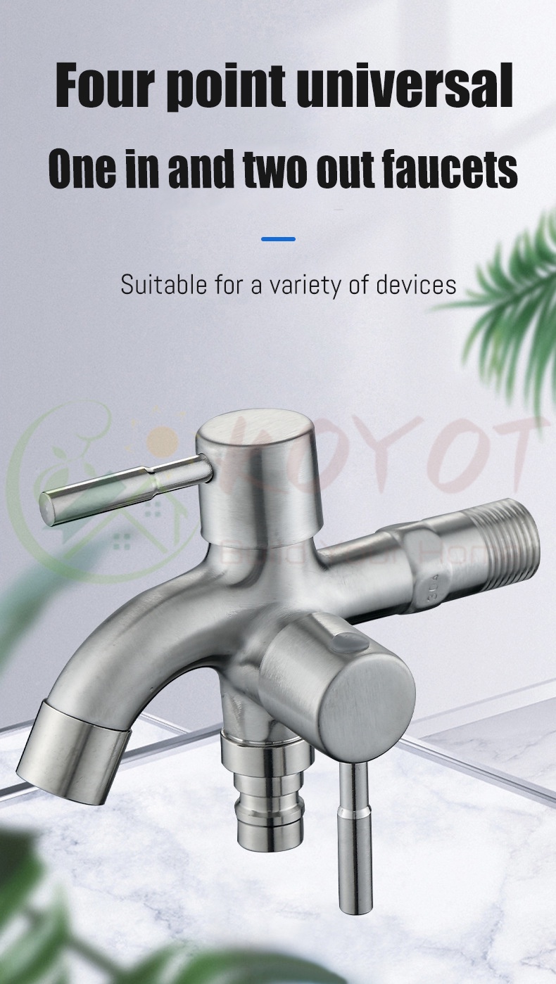 KOYOT 304 Stainless Steel 1 In 2 Out Head Two Way Water Washer Tap