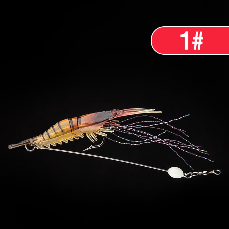 4cm Soft Fishing Luminous Shrimp Lure With Hook Swivel Beads Artificial